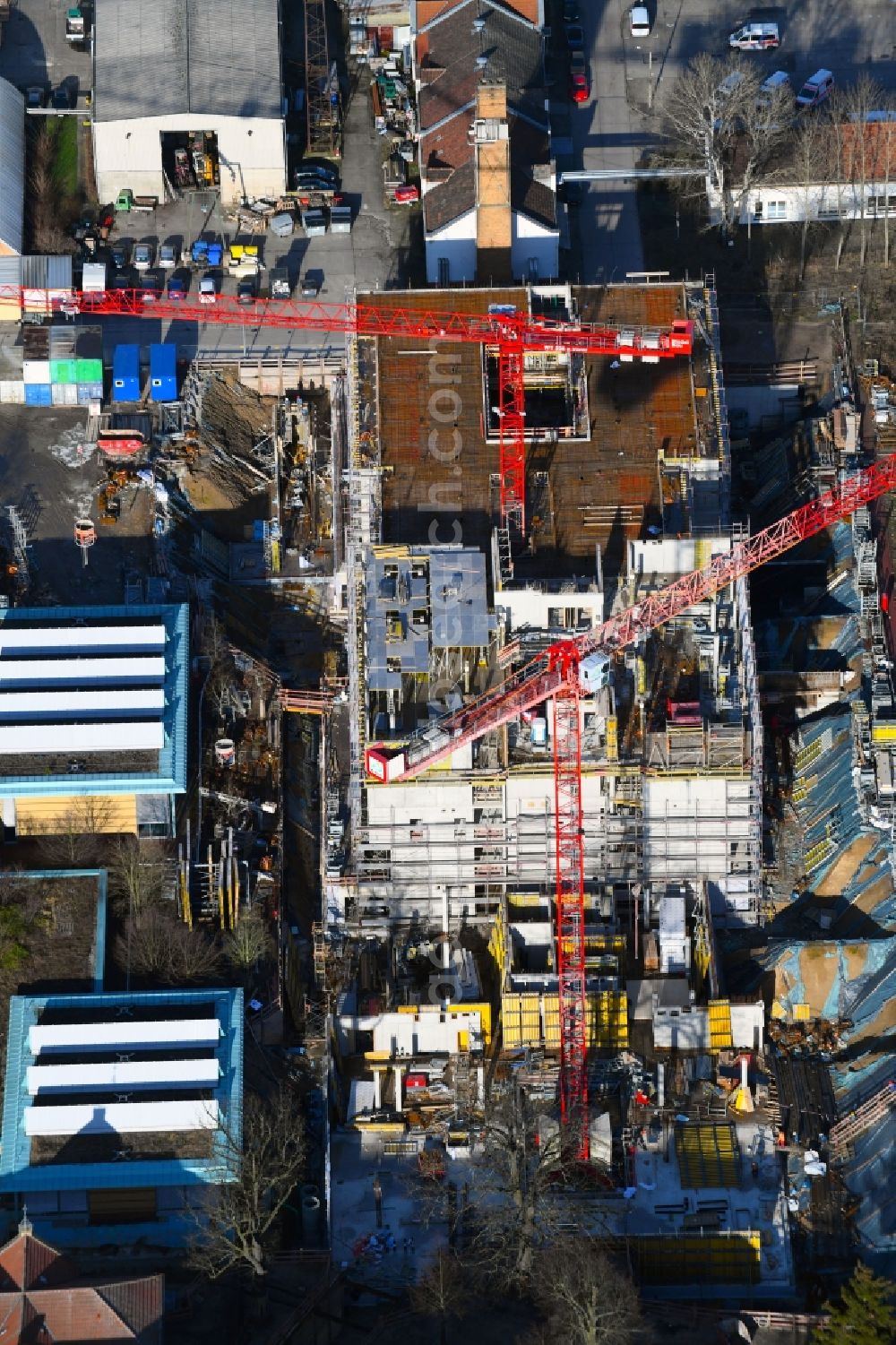 Berlin from the bird's eye view: New construction site for a rehabilitation center of the rehabilitation clinic of BG Klinikum Unfallkrankenhaus Berlin gGmbH in the district Marzahn in Berlin, Germany