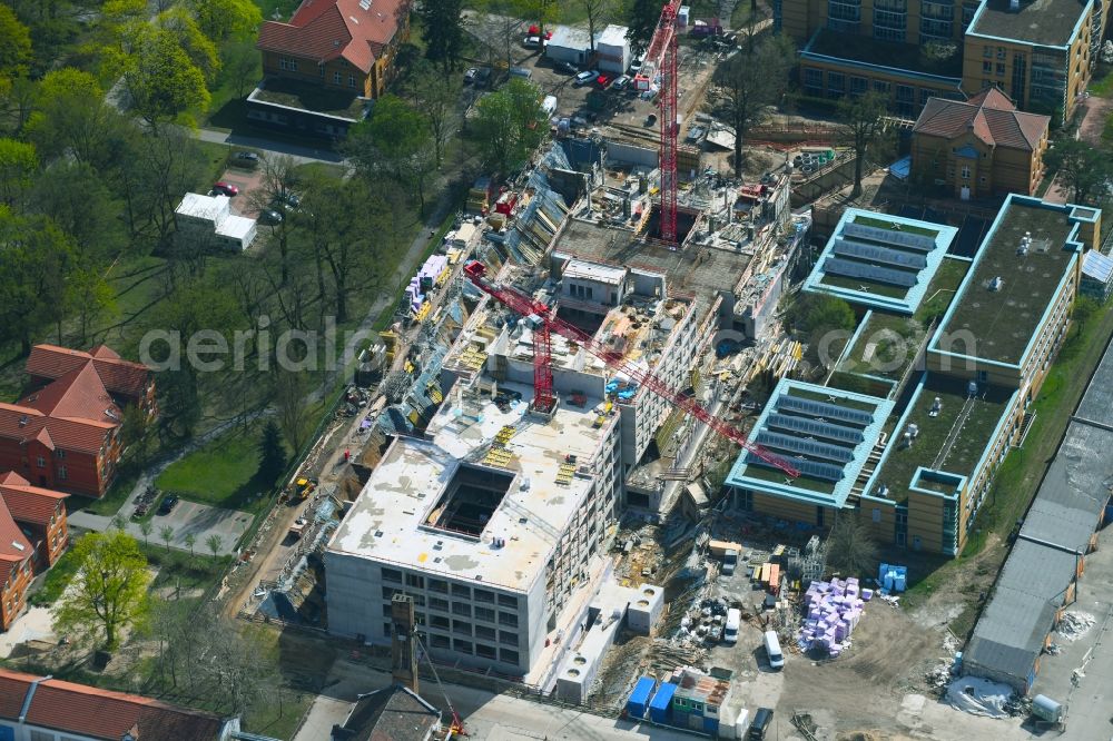 Berlin from the bird's eye view: New construction site for a rehabilitation center of the rehabilitation clinic of BG Klinikum Unfallkrankenhaus Berlin gGmbH in the district Marzahn in Berlin, Germany