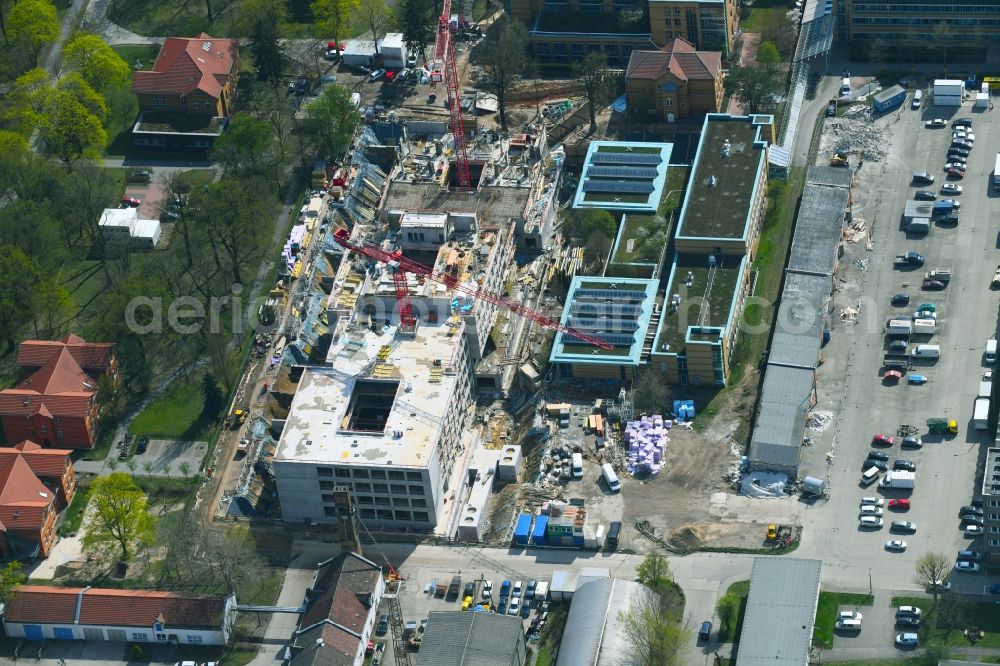 Aerial image Berlin - New construction site for a rehabilitation center of the rehabilitation clinic of BG Klinikum Unfallkrankenhaus Berlin gGmbH in the district Marzahn in Berlin, Germany