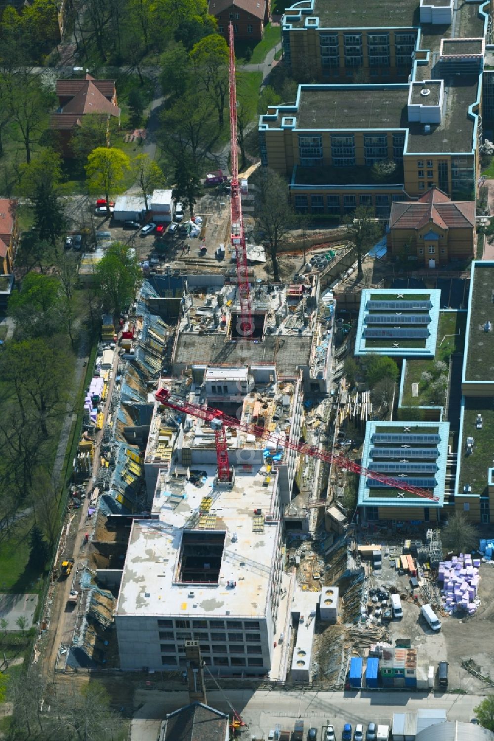 Aerial photograph Berlin - New construction site for a rehabilitation center of the rehabilitation clinic of BG Klinikum Unfallkrankenhaus Berlin gGmbH in the district Marzahn in Berlin, Germany