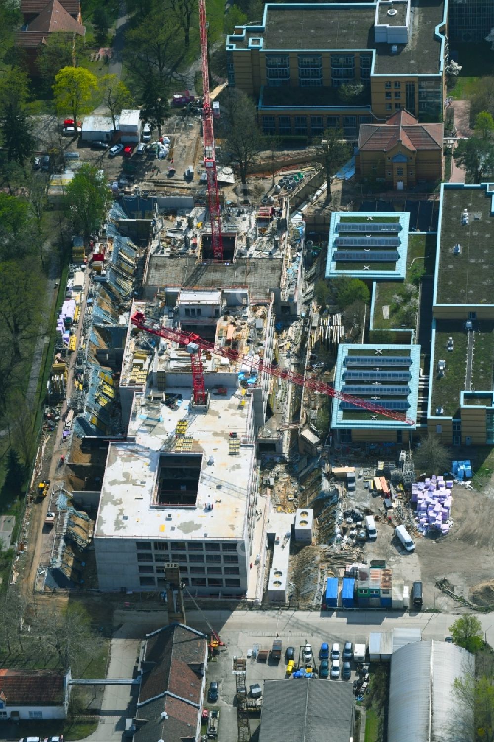 Berlin from above - New construction site for a rehabilitation center of the rehabilitation clinic of BG Klinikum Unfallkrankenhaus Berlin gGmbH in the district Marzahn in Berlin, Germany