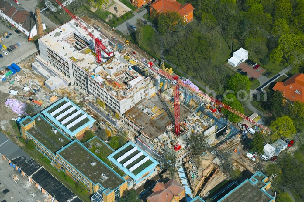 Berlin from the bird's eye view: New construction site for a rehabilitation center of the rehabilitation clinic of BG Klinikum Unfallkrankenhaus Berlin gGmbH in the district Marzahn in Berlin, Germany