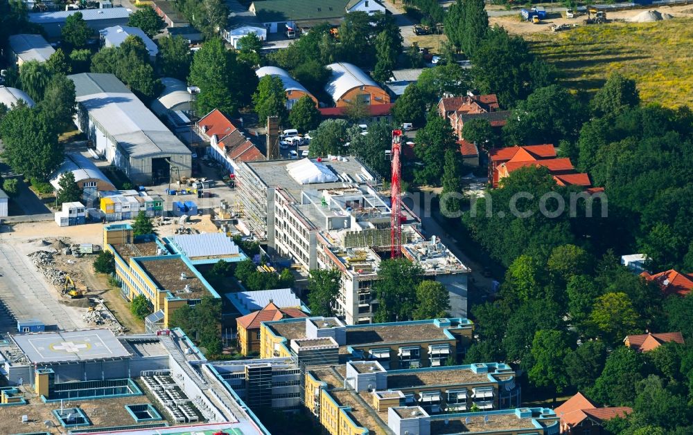 Berlin from the bird's eye view: New construction site for a rehabilitation center of the rehabilitation clinic of BG Klinikum Unfallkrankenhaus Berlin gGmbH in the district Marzahn in Berlin, Germany