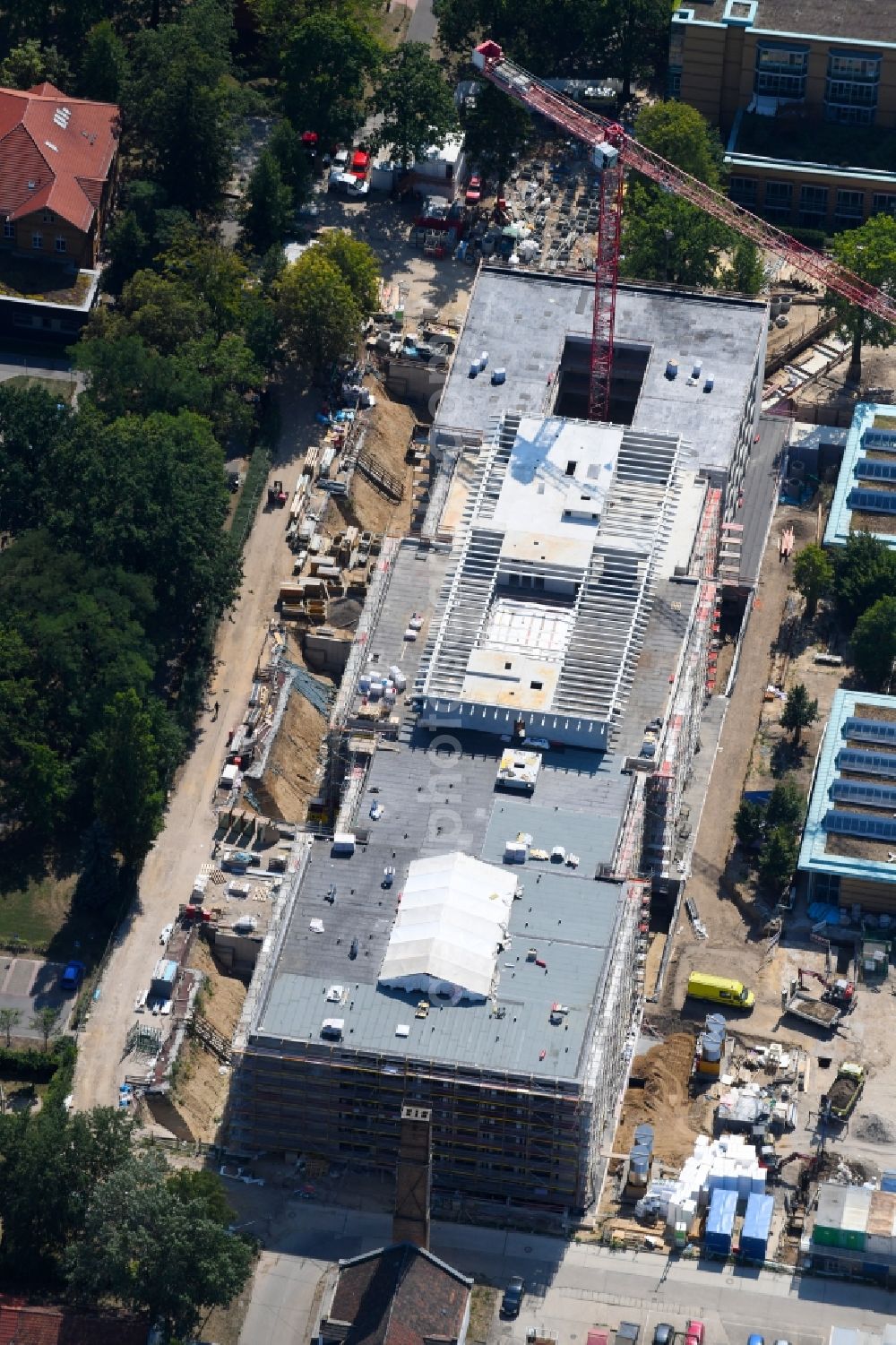 Aerial image Berlin - New construction site for a rehabilitation center of the rehabilitation clinic of BG Klinikum Unfallkrankenhaus Berlin gGmbH in the district Marzahn in Berlin, Germany