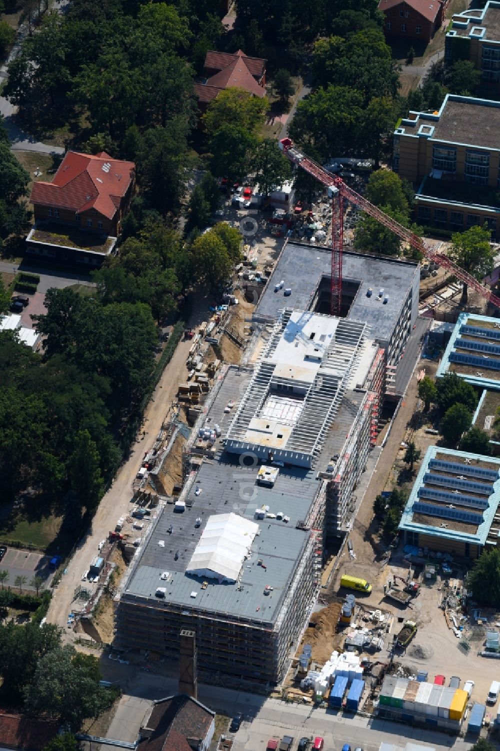 Aerial photograph Berlin - New construction site for a rehabilitation center of the rehabilitation clinic of BG Klinikum Unfallkrankenhaus Berlin gGmbH in the district Marzahn in Berlin, Germany