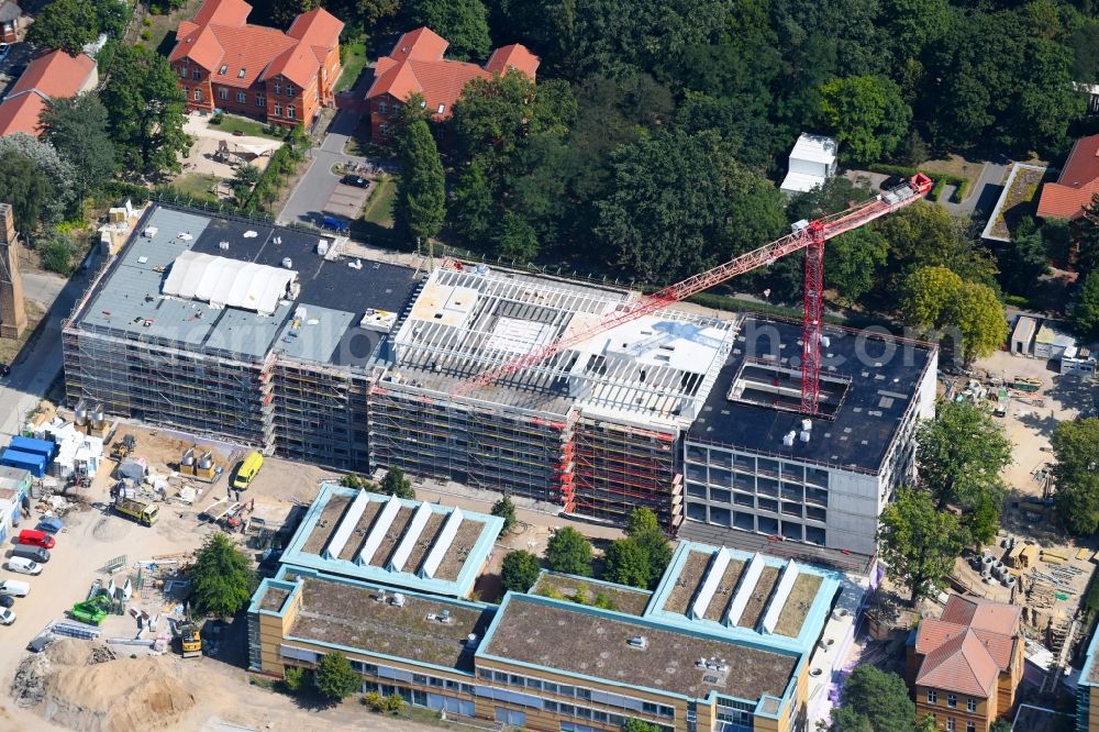 Berlin from the bird's eye view: New construction site for a rehabilitation center of the rehabilitation clinic of BG Klinikum Unfallkrankenhaus Berlin gGmbH in the district Marzahn in Berlin, Germany