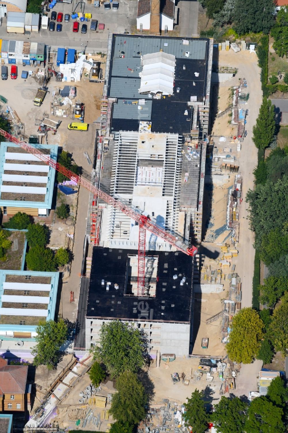 Aerial image Berlin - New construction site for a rehabilitation center of the rehabilitation clinic of BG Klinikum Unfallkrankenhaus Berlin gGmbH in the district Marzahn in Berlin, Germany