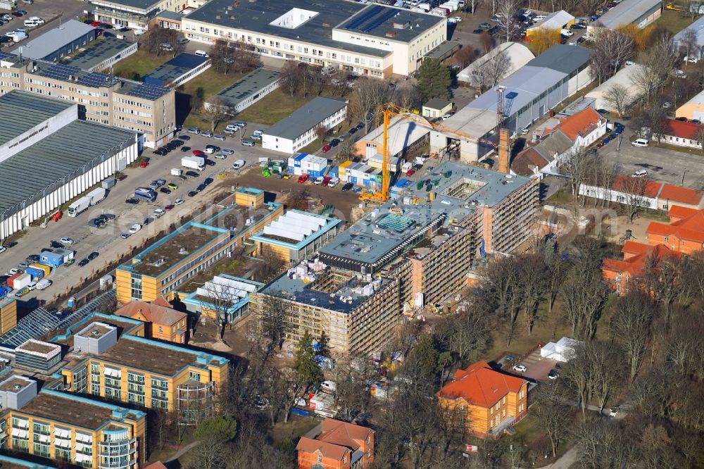 Aerial photograph Berlin - New construction site for a rehabilitation center of the rehabilitation clinic of BG Klinikum Unfallkrankenhaus Berlin gGmbH in the district Marzahn in Berlin, Germany