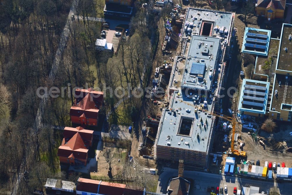 Aerial image Berlin - New construction site for a rehabilitation center of the rehabilitation clinic of BG Klinikum Unfallkrankenhaus Berlin gGmbH in the district Marzahn in Berlin, Germany