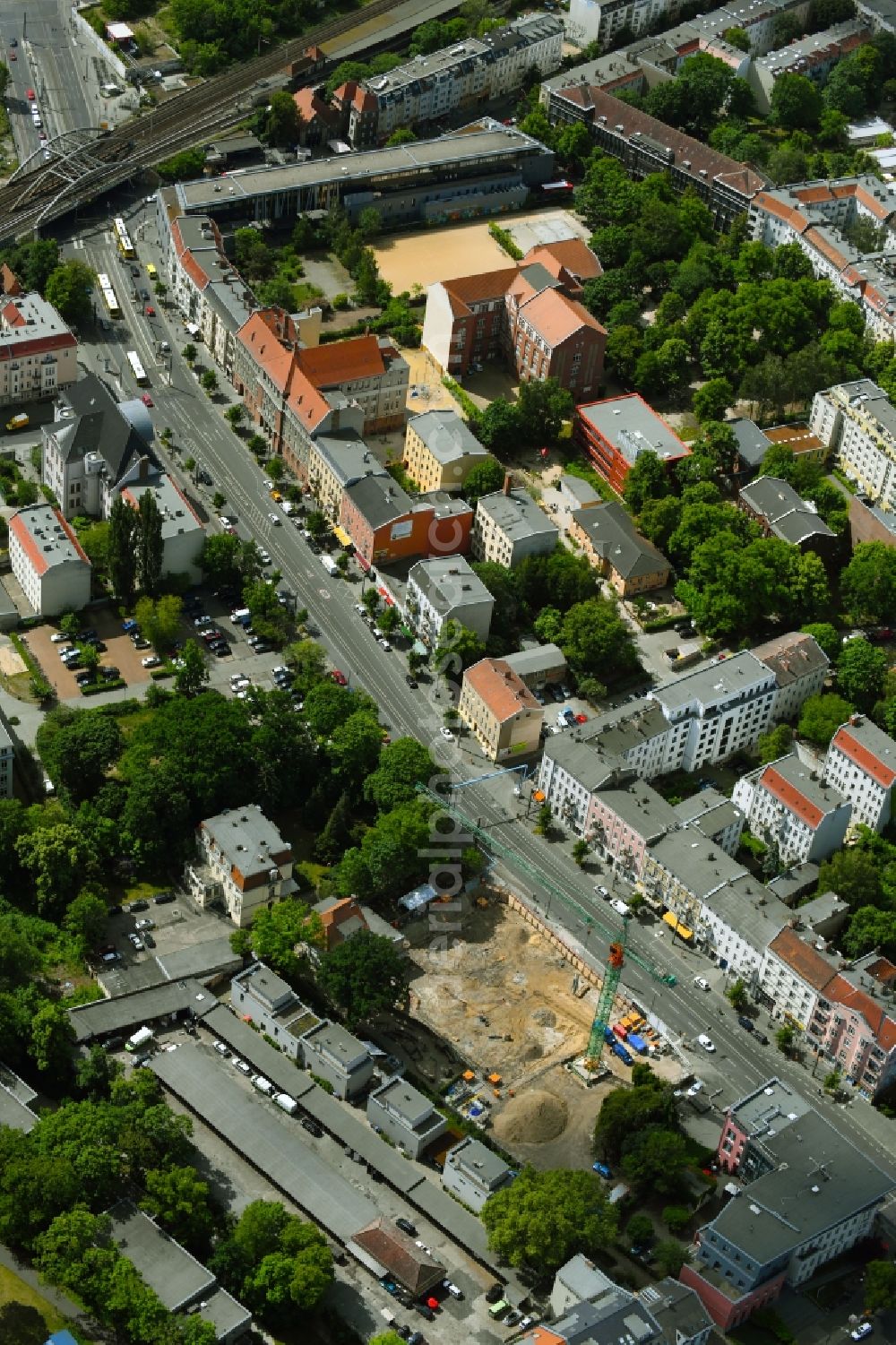 Aerial photograph Berlin - New construction site for a rehabilitation center of the rehabilitation clinic on Berliner Strasse in the district Pankow in Berlin, Germany