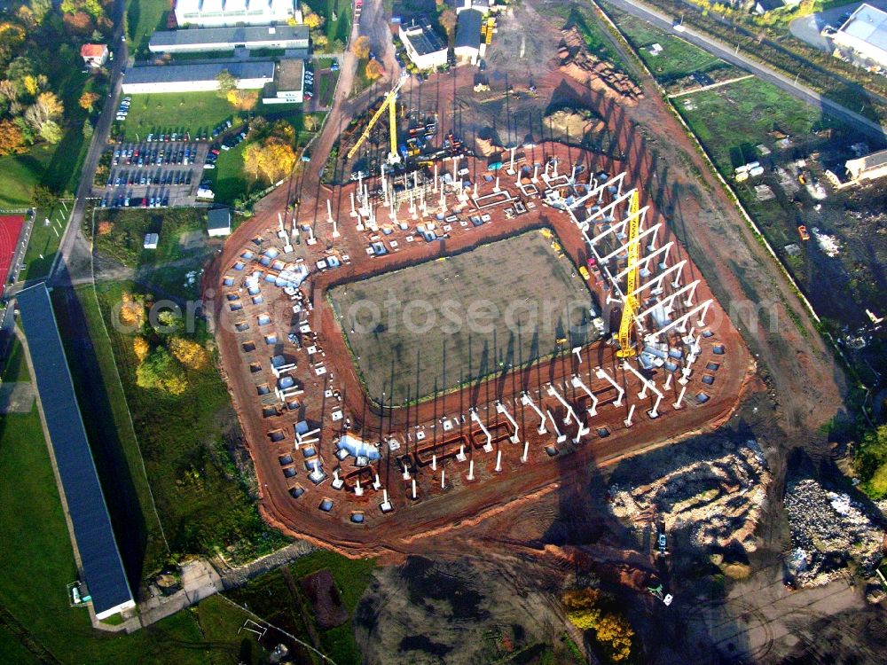 Aerial photograph Magdeburg - Construction site of sports facility grounds of the MDCC Arena stadium in Magdeburg in the state Saxony-Anhalt