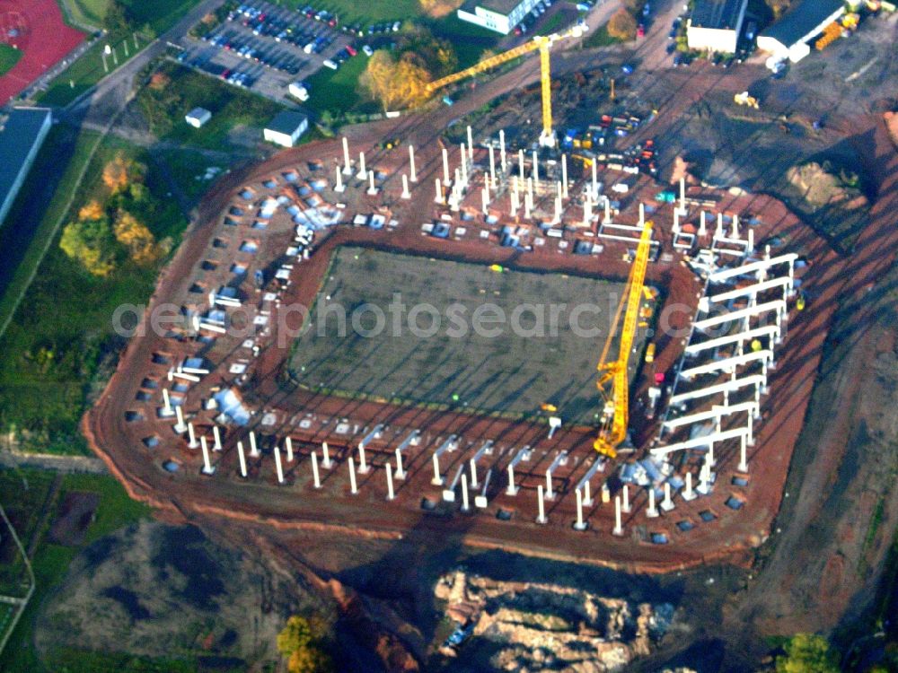 Aerial photograph Magdeburg - Construction site of sports facility grounds of the MDCC Arena stadium in Magdeburg in the state Saxony-Anhalt