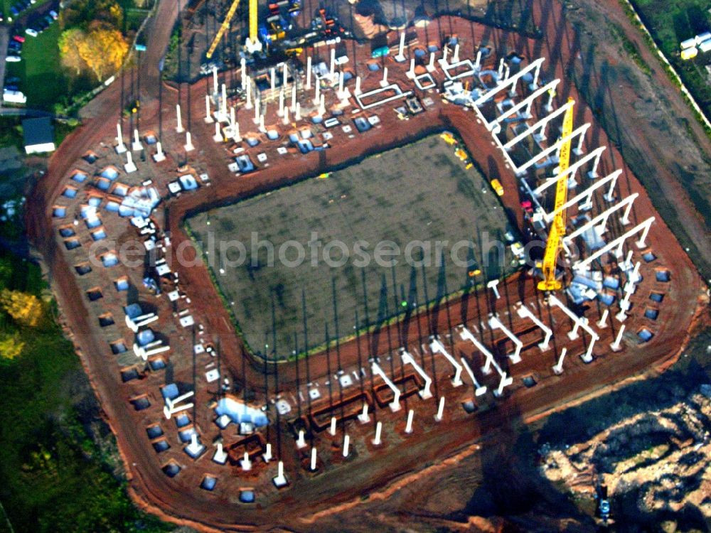 Aerial photograph Magdeburg - Construction site of sports facility grounds of the MDCC Arena stadium in Magdeburg in the state Saxony-Anhalt