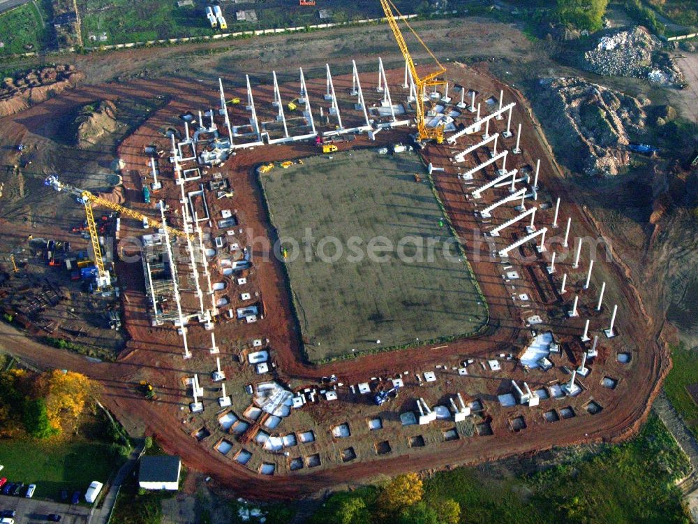 Aerial photograph Magdeburg - Construction site of sports facility grounds of the MDCC Arena stadium in Magdeburg in the state Saxony-Anhalt