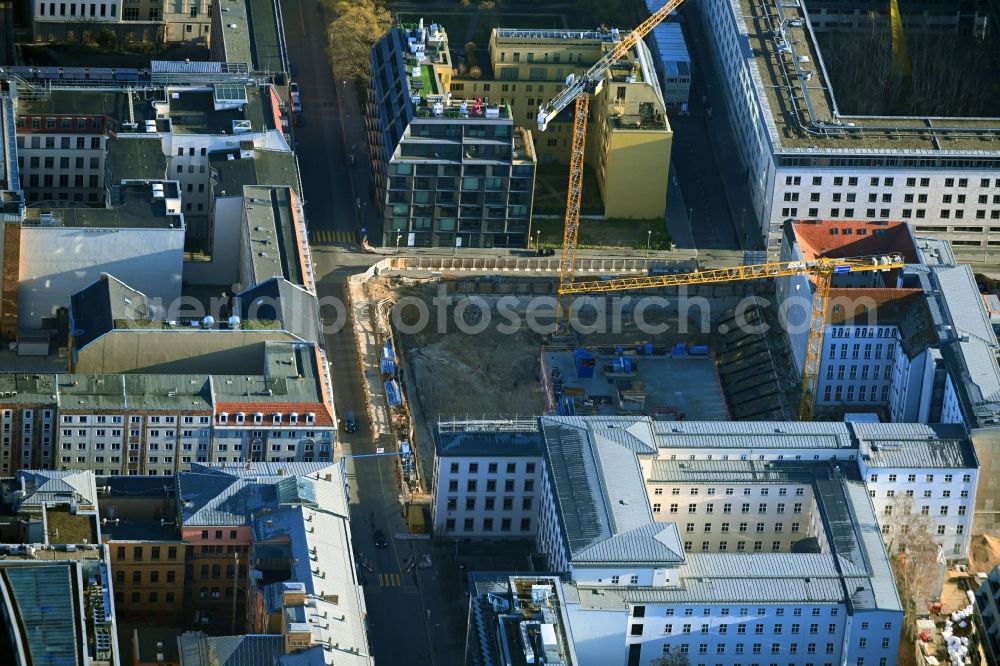 Aerial photograph Berlin - New construction site Administrative buildings of the state authority of an office and administration building of Deutscher Bundestag on Dorotheenstrasse corner Schadowstrasse in Berlin, Germany