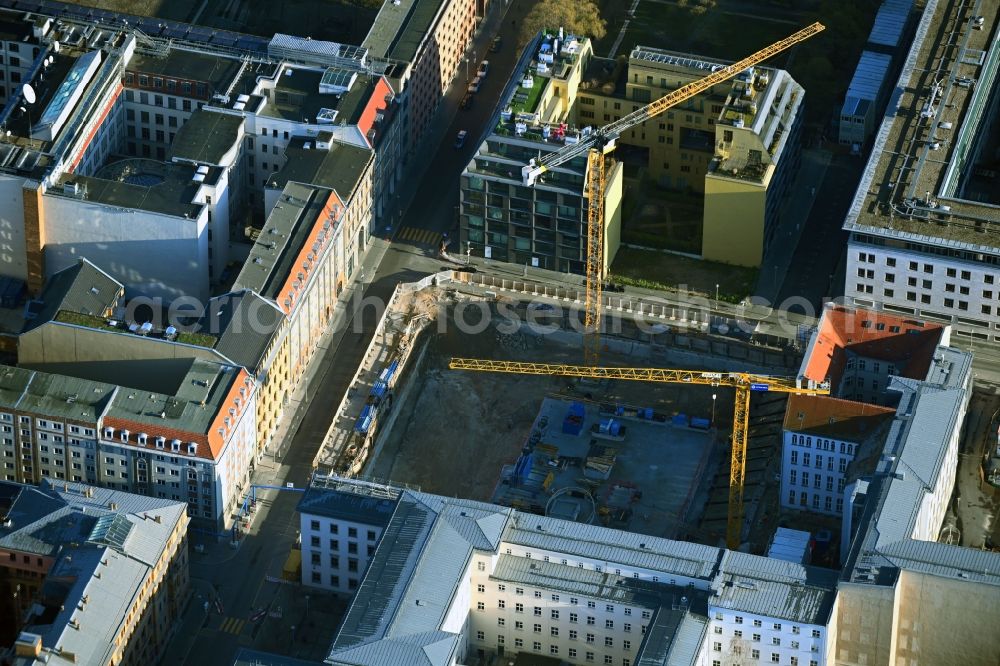 Berlin from above - New construction site Administrative buildings of the state authority of an office and administration building of Deutscher Bundestag on Dorotheenstrasse corner Schadowstrasse in Berlin, Germany