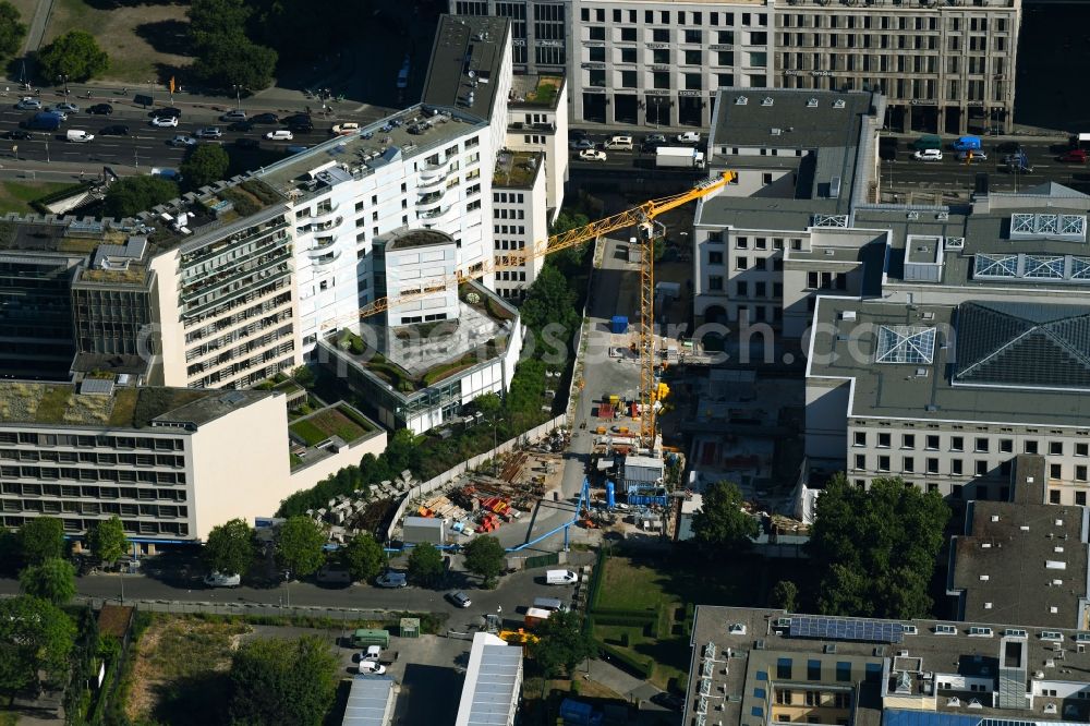 Aerial image Berlin - New construction site Administrative buildings of the state authority of Bunofrat on Leipziger Platz in the district Mitte in Berlin, Germany