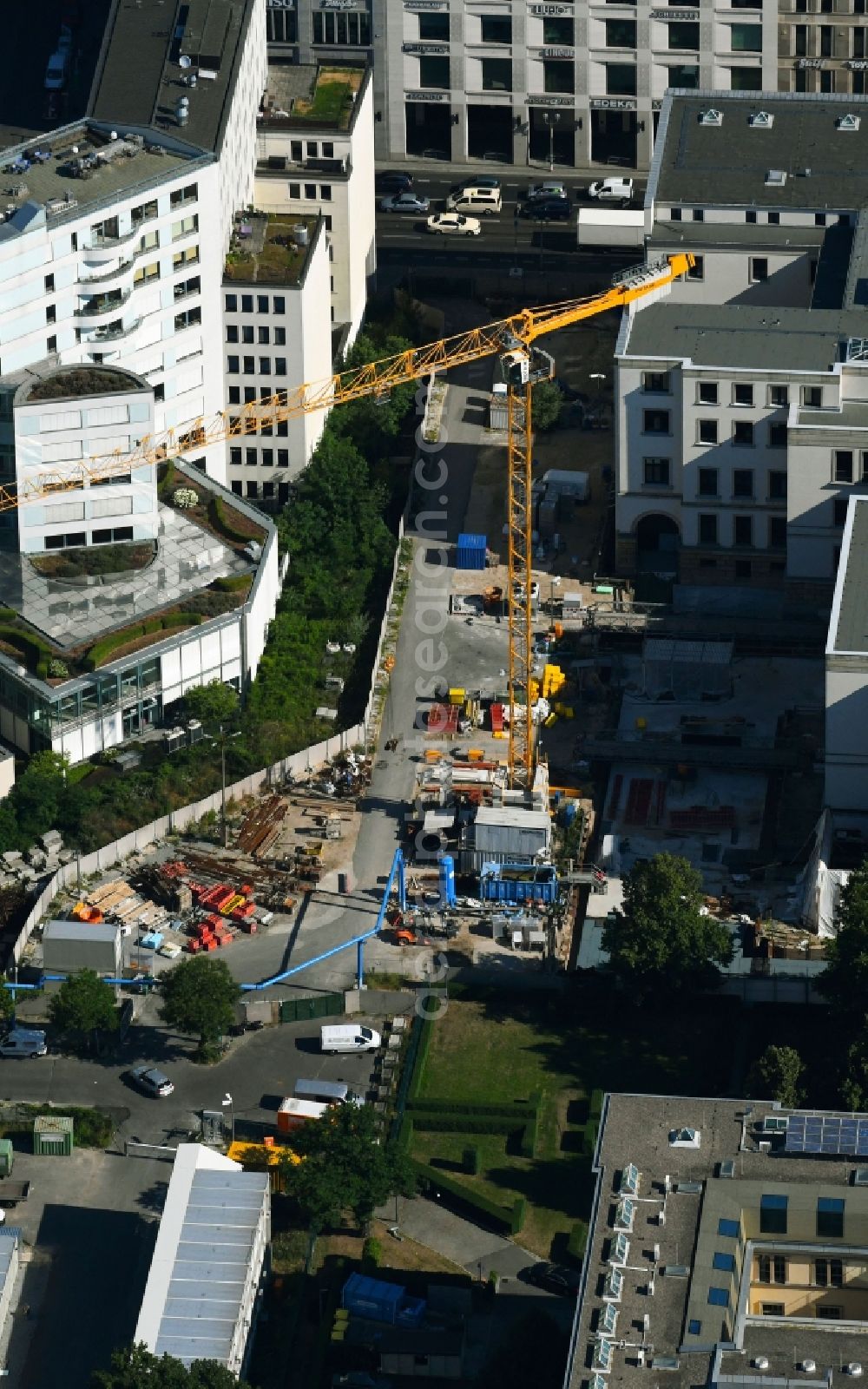 Aerial photograph Berlin - New construction site Administrative buildings of the state authority of Bunofrat on Leipziger Platz in the district Mitte in Berlin, Germany