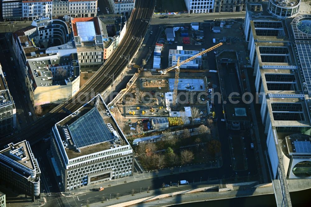 Berlin from above - New construction site Administrative buildings of the state authority of Bundestag with the office space between Adele-Schreiber-Krieger-Strasse and Margarete-Steffin-Strasse in Berlin, Germany