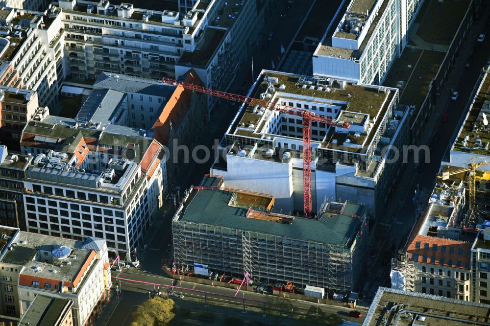 Berlin from the bird's eye view: New construction site Administrative buildings of the state authority of Deutscher Bundestag on Neustaedtische Kirchstrasse in the district Mitte in Berlin, Germany