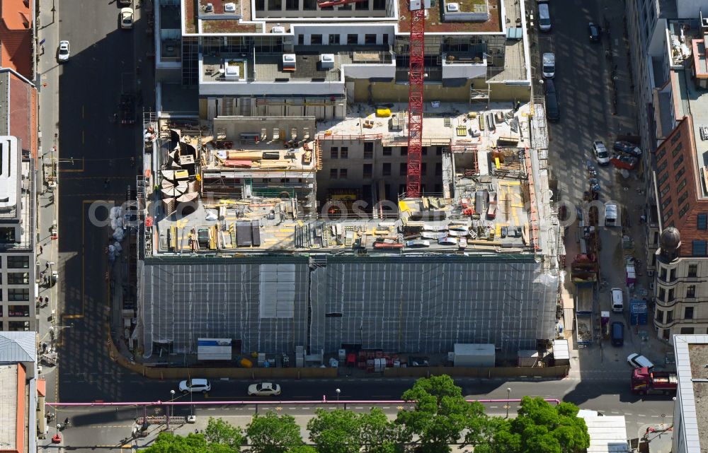 Aerial image Berlin - New construction site Administrative buildings of the state authority of Deutscher Bundestag on Neustaedtische Kirchstrasse in the district Mitte in Berlin, Germany