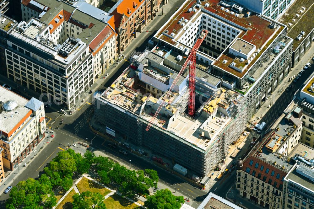 Aerial photograph Berlin - New construction site Administrative buildings of the state authority of Deutscher Bundestag on Neustaedtische Kirchstrasse in the district Mitte in Berlin, Germany
