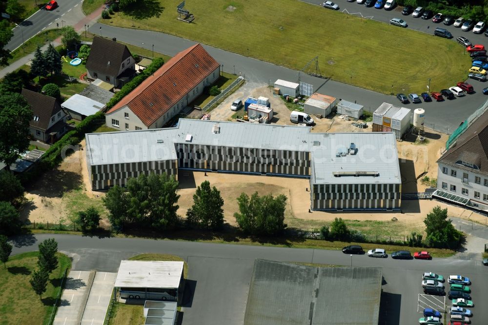 Aerial image Oranienburg - New construction site Administrative buildings of the state authority Erweiterungsbau Finanzont on Heinrich-Grueber-Platz in Oranienburg in the state Brandenburg, Germany