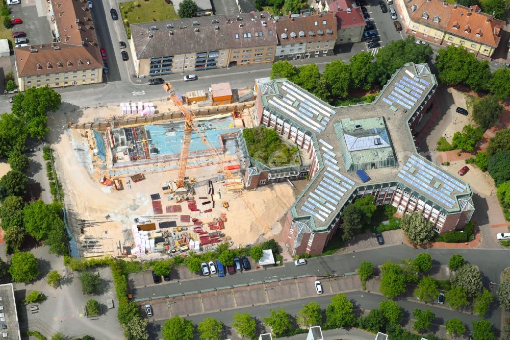 Aerial image Aschaffenburg - New construction site Administrative buildings of the state authority of Landratsamt in Aschaffenburg in the state Bavaria, Germany