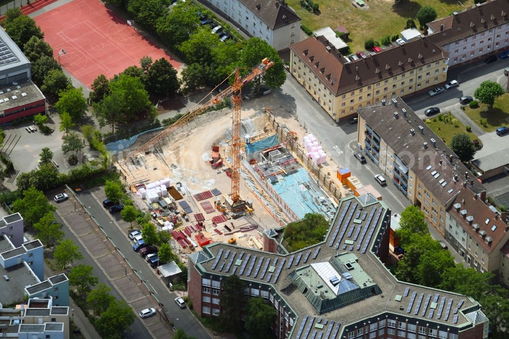 Aerial image Aschaffenburg - New construction site Administrative buildings of the state authority of Landratsamt in Aschaffenburg in the state Bavaria, Germany