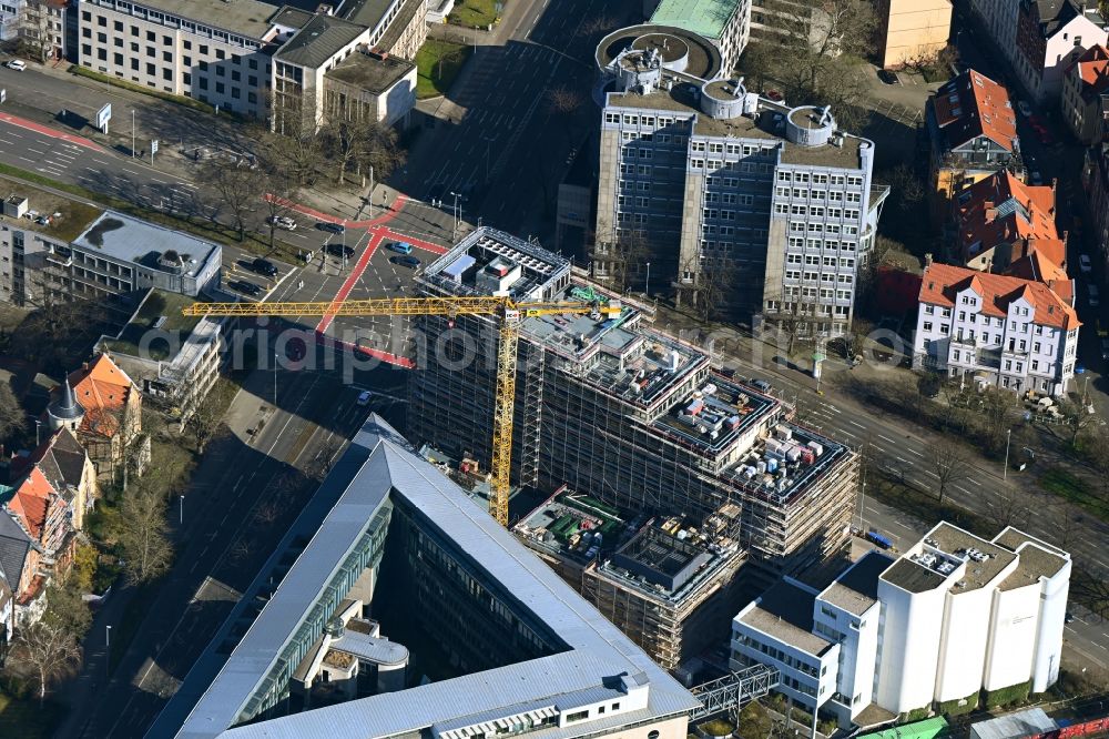 Aerial image Hannover - New construction site Administrative buildings of the state authority of Aerztekammer Niedersachsen on Berliner Allee corner Schiffgraben in the district Mitte in Hannover in the state Lower Saxony, Germany