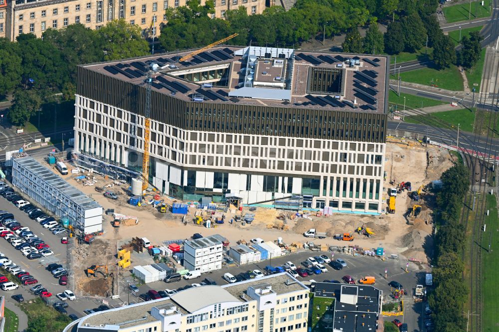 Aerial image Dresden - New construction site Administrative buildings of the state authority Verwaltungszentrum on Ferdinandplatz on street Viktoriastrasse in Dresden in the state Saxony, Germany