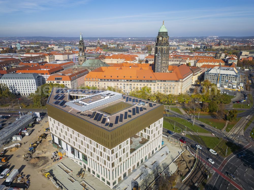 Dresden from above - New construction site Administrative buildings of the state authority Verwaltungszentrum on Ferdinandplatz on street Viktoriastrasse in Dresden in the state Saxony, Germany