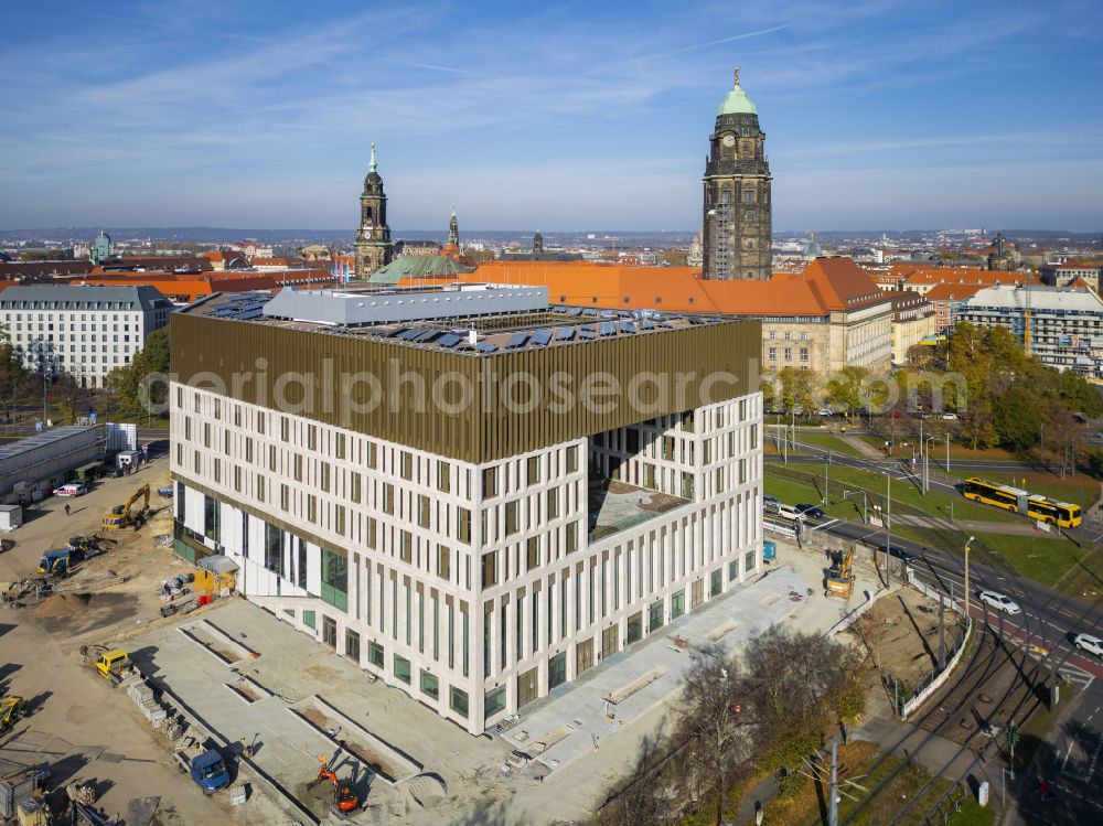 Aerial image Dresden - New construction site Administrative buildings of the state authority Verwaltungszentrum on Ferdinandplatz on street Viktoriastrasse in Dresden in the state Saxony, Germany