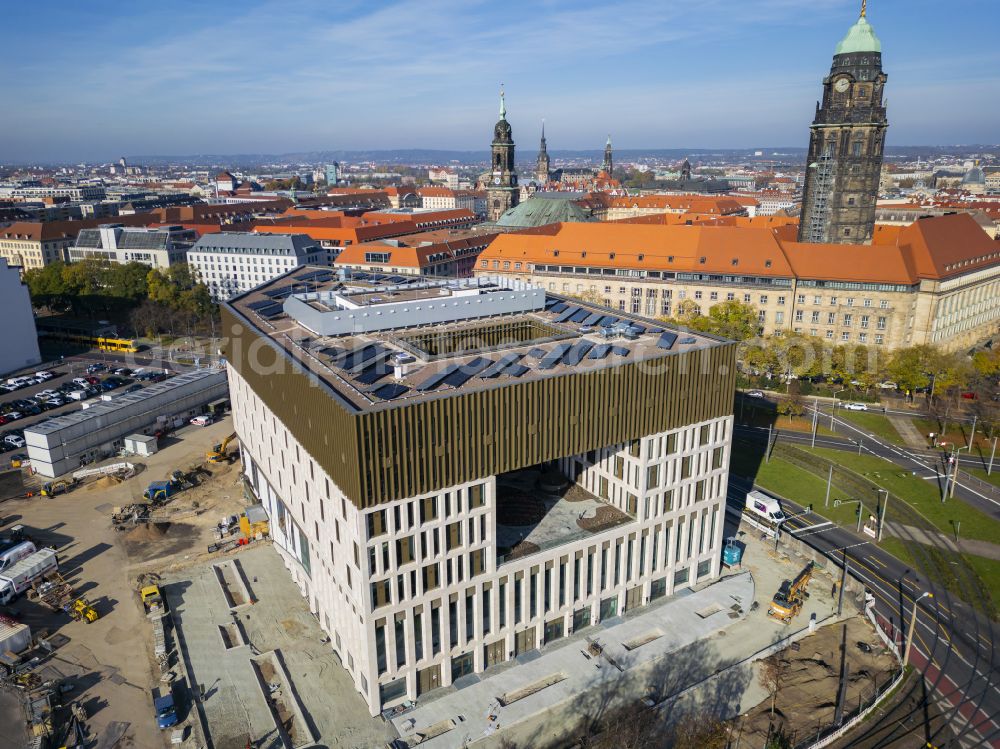 Dresden from above - New construction site Administrative buildings of the state authority Verwaltungszentrum on Ferdinandplatz on street Viktoriastrasse in Dresden in the state Saxony, Germany