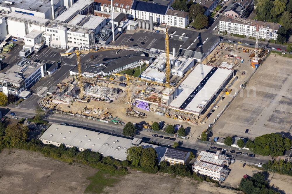 Aerial image Aachen - New construction site for the construction of the administration and production halls on the factory premises of the chocolate manufacturer Lindt & Spruengli on Suesterfeldstrasse in the district Hastenrath in Aachen in the state of North Rhine-Westphalia, Germany