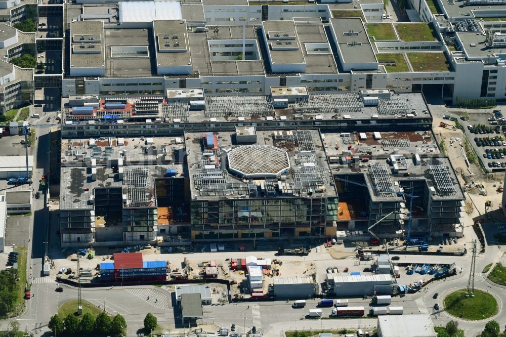 Aerial image München - New building - construction site on the factory premises of Bayerische Motoren factorye AG in Munich in the state Bavaria, Germany