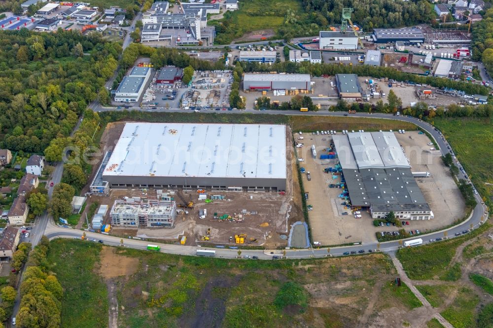 Bochum from above - New building - construction site on the factory premises of BROCK Kehrtechnik GmbH on Arnoldschacht in Bochum in the state North Rhine-Westphalia, Germany