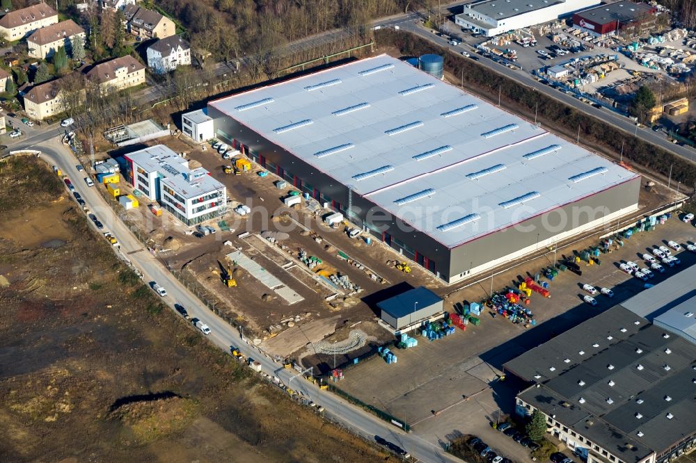 Bochum from the bird's eye view: New building - construction site on the factory premises of BROCK Kehrtechnik GmbH on Arnoldschacht in Bochum in the state North Rhine-Westphalia, Germany