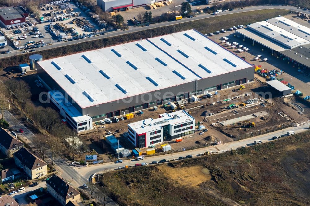 Aerial image Bochum - New building - construction site on the factory premises of BROCK Kehrtechnik GmbH on Arnoldschacht in Bochum in the state North Rhine-Westphalia, Germany