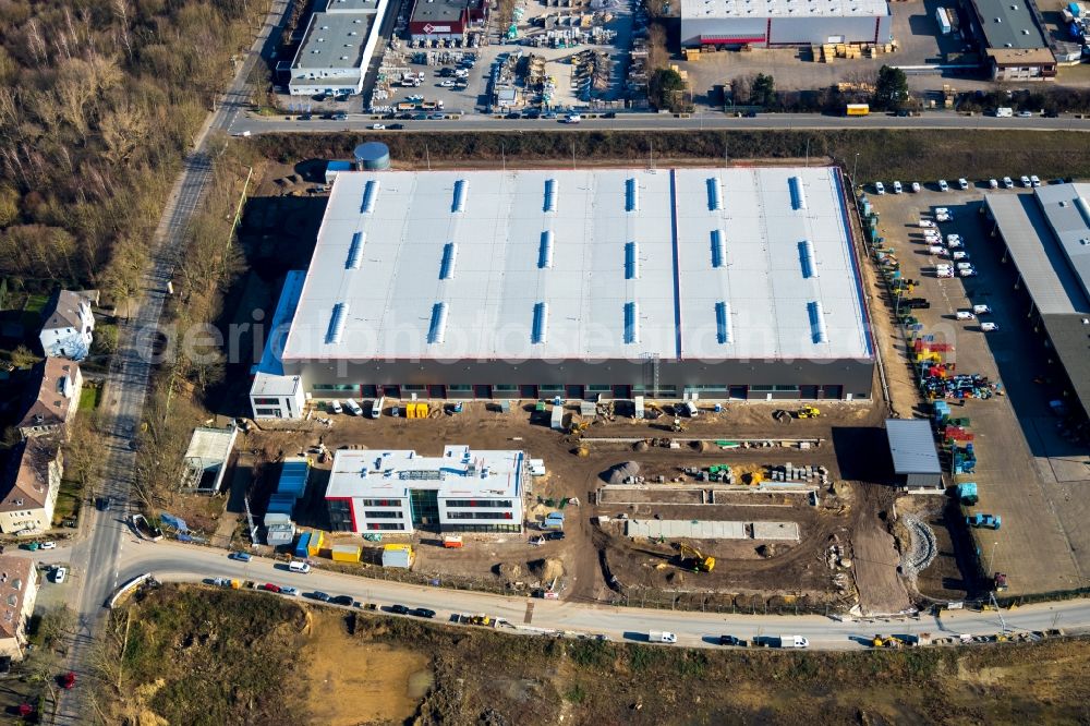 Aerial photograph Bochum - New building - construction site on the factory premises of BROCK Kehrtechnik GmbH on Arnoldschacht in Bochum in the state North Rhine-Westphalia, Germany