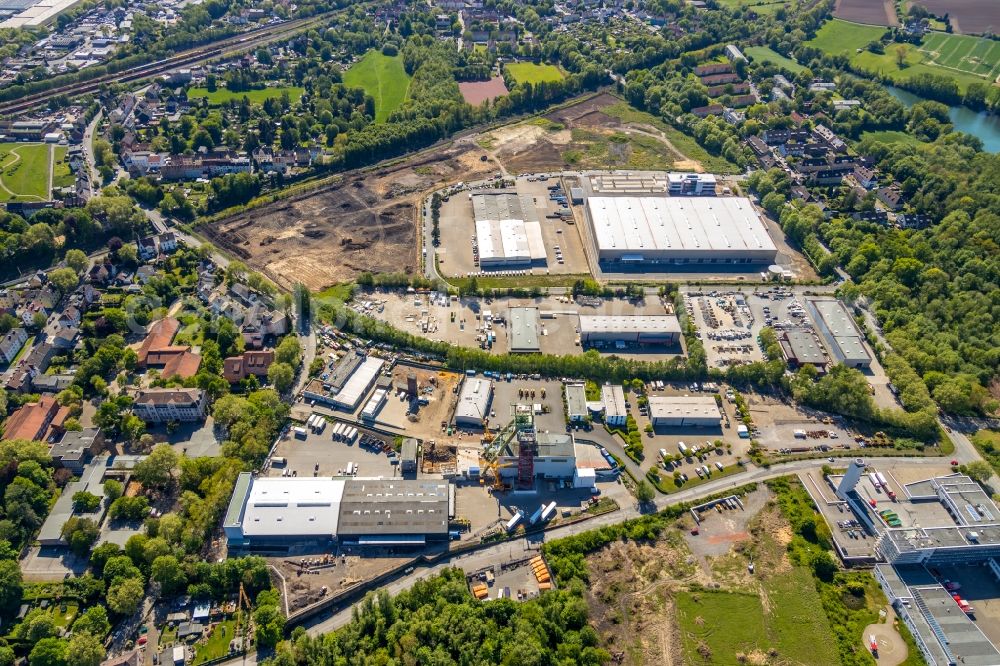 Bochum from above - New building - construction site on the factory premises of BROCK Kehrtechnik GmbH on Arnoldschacht in Bochum in the state North Rhine-Westphalia, Germany