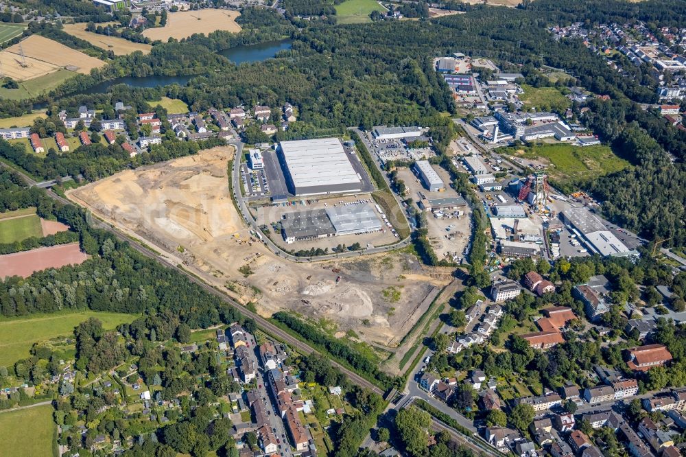 Bochum from above - New building - construction site on the factory premises of BROCK Kehrtechnik GmbH on Arnoldschacht in Bochum in the state North Rhine-Westphalia, Germany