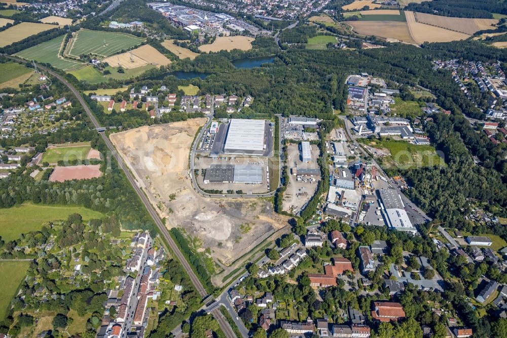 Aerial image Bochum - New building - construction site on the factory premises of BROCK Kehrtechnik GmbH on Arnoldschacht in Bochum in the state North Rhine-Westphalia, Germany