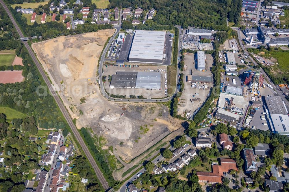 Aerial photograph Bochum - New building - construction site on the factory premises of BROCK Kehrtechnik GmbH on Arnoldschacht in Bochum in the state North Rhine-Westphalia, Germany