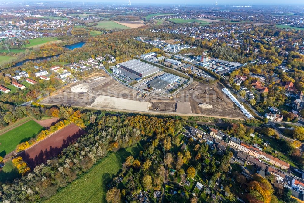 Aerial photograph Bochum - New building - construction site on the factory premises of BROCK Kehrtechnik GmbH on Arnoldschacht in Bochum at Ruhrgebiet in the state North Rhine-Westphalia, Germany