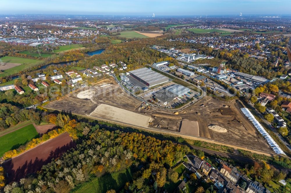 Bochum from above - New building - construction site on the factory premises of BROCK Kehrtechnik GmbH on Arnoldschacht in Bochum at Ruhrgebiet in the state North Rhine-Westphalia, Germany