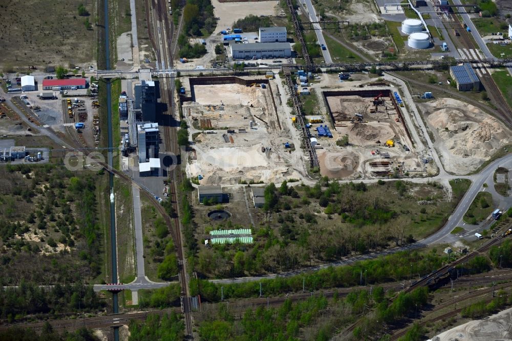 Aerial photograph Spreetal - New building - construction site on the factory premises of Industriepark Schwarze Pumpe on Suedstrasse in Spreetal in the state Saxony, Germany