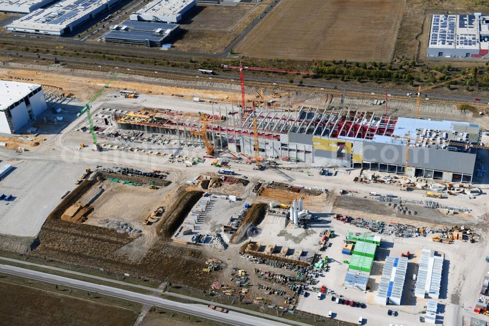 Aerial photograph Sandersdorf - New building - construction site on the paper factory premises of Progroup AG in Sandersdorf in the state Saxony-Anhalt, Germany