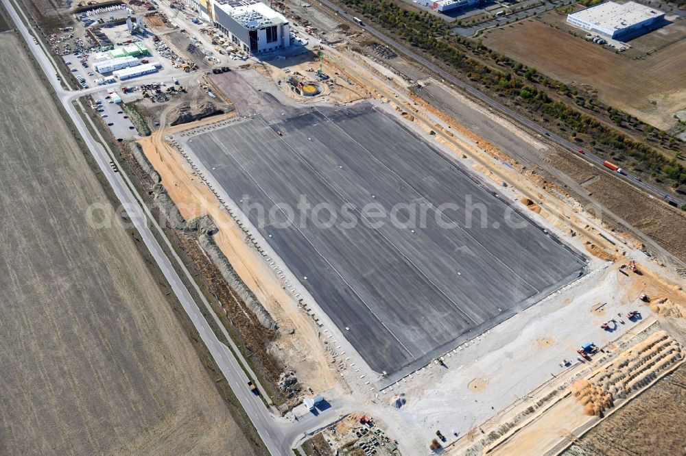 Aerial image Sandersdorf - New building - construction site on the paper factory premises of Progroup AG in Sandersdorf in the state Saxony-Anhalt, Germany