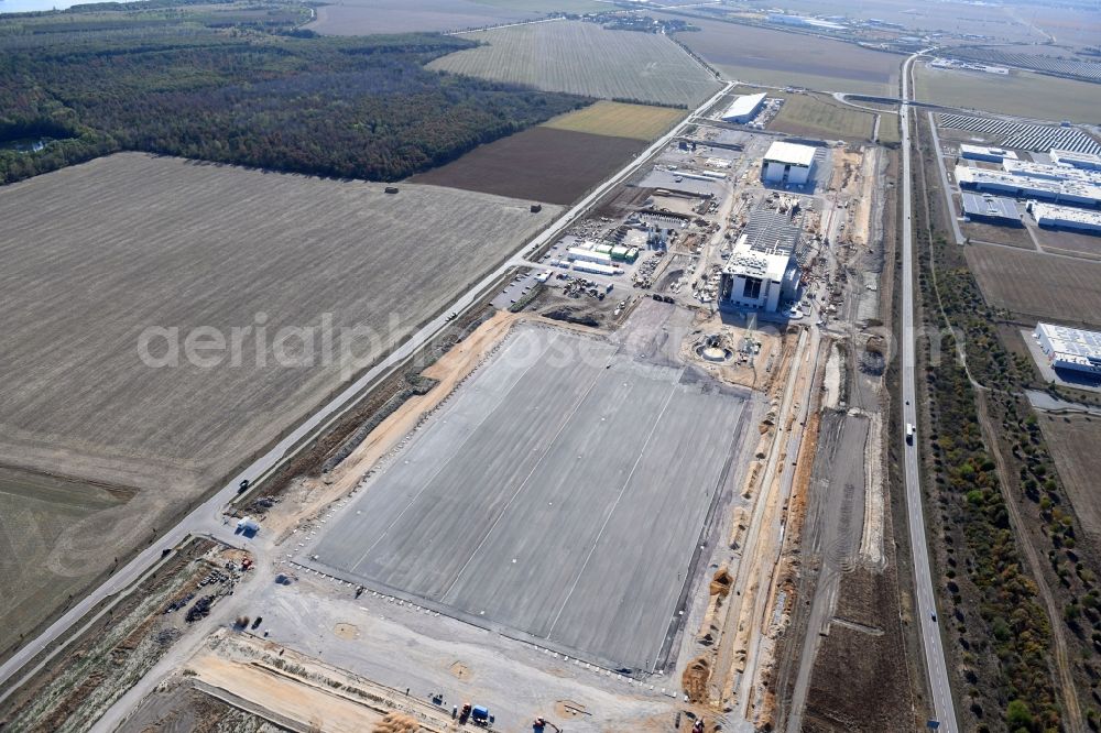 Aerial photograph Sandersdorf - New building - construction site on the paper factory premises of Progroup AG in Sandersdorf in the state Saxony-Anhalt, Germany